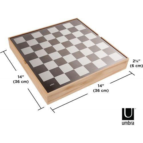  Umbra Buddy Chess Set For Kids & Adults ? Modern Original Chessboard Game Made of Metal With Nickel & Titanium Finish ? Measures 13 x 13 by 1 ½ Inch (33 x 33 x 3.8 cm) - Velvet Bot