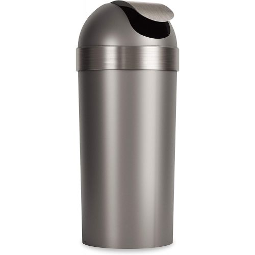  Umbra Venti Swing-Top 16.5-Gallon Kitchen Trash Large, 35-inch Tall Garbage Can for Indoor, Outdoor or Commercial Use, Pewter