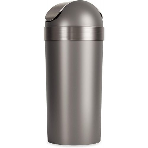  Umbra Venti Swing-Top 16.5-Gallon Kitchen Trash Large, 35-inch Tall Garbage Can for Indoor, Outdoor or Commercial Use, Pewter