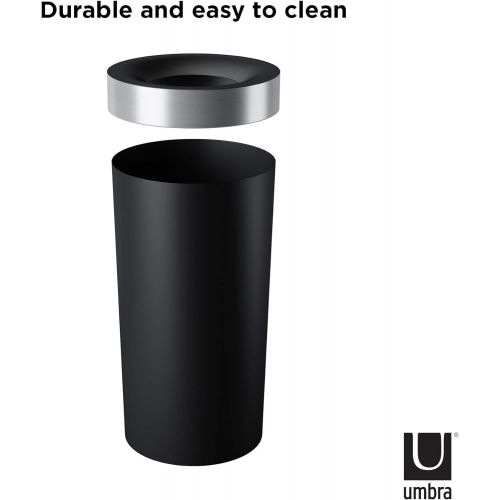 Umbra Vento Open Top 16.5-Gallon Kitchen Trash Large, Garbage Can for Indoor, Outdoor or Commercial Use, Black/Nickel