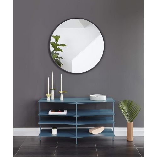  Umbra Hub Wall Mirror With Rubber Frame - 37-Inch Round Wall Mirror for Entryways, Washrooms, Living Rooms and More, Doubles as Modern Wall Art, Black