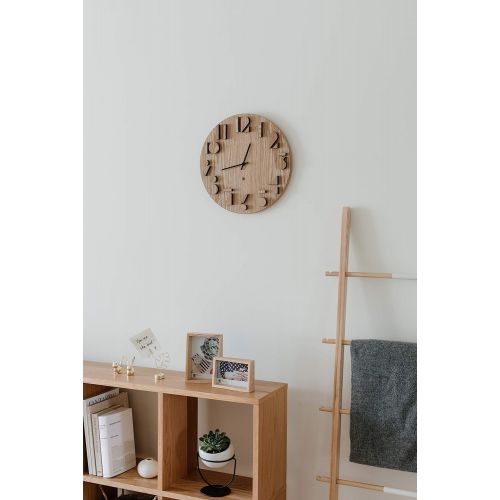  Umbra Shadow Wall Clock, Decorative Wooden Wall Clock, Made from Natural Wood, Doubles as Wall Decor, (16¼ inch Diameter)