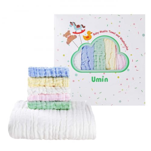  Umiin Baby Towel and Washcloths Set - Premium Baby Shower Gift for Boys and Girls - Baby Registry...