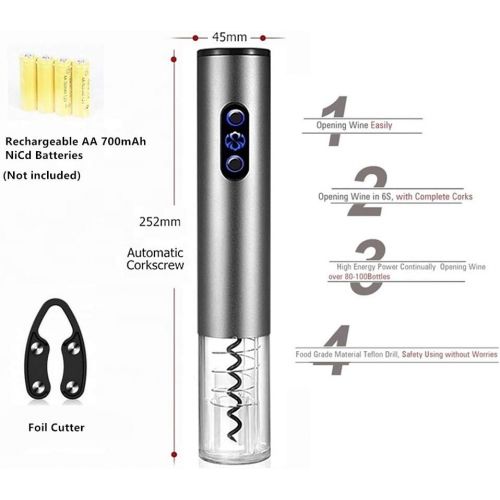  [아마존베스트]Umitvaz Electric Wine Opener Set, Wine Accessories, Stainless Steel Automatic Corkscrew, Bottle Opener, Foil Cutter, Battery Operated, Quick Automatic Screw Opener