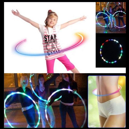  Umiwe LED Hula Hoop Battery Powered and Collapsable Portable Hula Hoops - 36 Inch 23 Color Strobing and Changing LED Lights - Light Up Hula Hoops