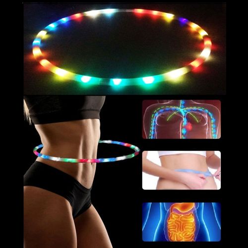  Umiwe LED Hula Hoop Battery Powered and Collapsable Portable Hula Hoops - 36 Inch 23 Color Strobing and Changing LED Lights - Light Up Hula Hoops