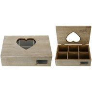 Unbekannt Teebox Holzschachtel mit Herzfenster Schmuckkastchen