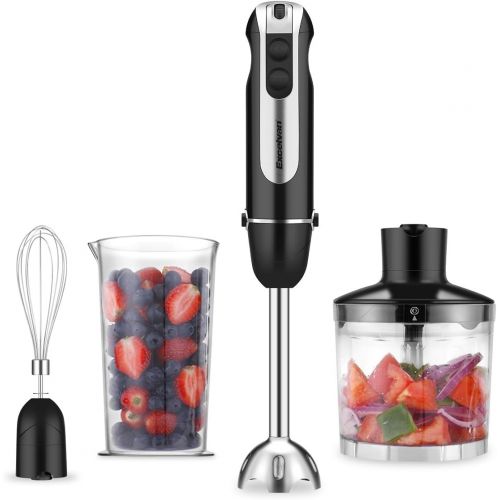  Unbekannt Excelvan 3-in-1 600W Stabmixer mit Zubehoer Set--Edelstahl-Mixfuss, Schneebesen, 500ml Universalzerkleinerer, 600ml Messbecher. 2 Geschwindigkeitsstufen schwarz