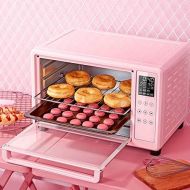 Unbekannt 30L Mini-Toaster-Ofen, 3 Decker-Backoefen mit Kruemelschublade, Grillplatte und Deckel, Brater, Easy Bake-Ofen fuer Kinder, Edelstahl, Pink