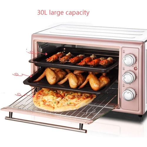  Unbekannt 30L 3-Schicht-Toaster auf der Arbeitsplatte, Mini-Pizzaofen-Brater, Rotisserie-Ofen, Easy Bake-Ofenmischungen, Backgeschirr fuer den Ofen, Pink