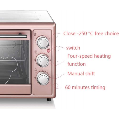  Unbekannt 30L 3-Schicht-Toaster auf der Arbeitsplatte, Mini-Pizzaofen-Brater, Rotisserie-Ofen, Easy Bake-Ofenmischungen, Backgeschirr fuer den Ofen, Pink