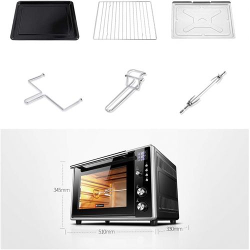  Unbekannt Toastoefen backen Broil-Funktion, 40L-Digitalofen mit Umluft, elektrischer Ofen aluminisierter Liner Schwarz mit Auflaufform, Broil-Rack