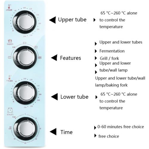 Unbekannt 40L Toaster-Ofen, Konvektionsoefen mit aluminisiertem Liner, 4 Decker-OEfen mit Kruemelschublade, Grillplatte und Deckel, Brater, Easy-Back-Ofen fuer Kinder, Blau