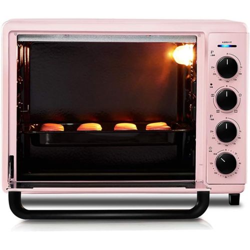  Unbekannt 42L Over Range Arbeitsplatte mit emailliertem Gusseisen & Grill und Deckel, Smart Retro-Toaster-OEfen, Brater fuer Pizza backen Keks, Pink