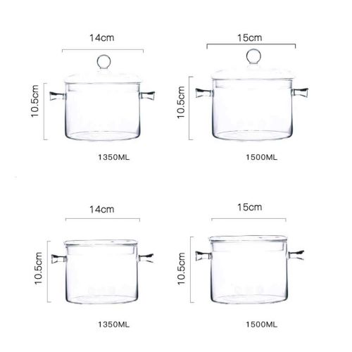  Unbekannt LINGZHIGAN Haushalts-hitzebestandiger Hochtemperatur-Kocher-Wok-Transparenter Glasauflauf (Kapazitat : 1500ml)