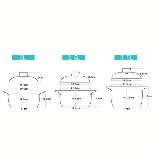  Unbekannt LINGZHIGAN Auflauf Eintopf Topf Haushalt Gas Flamme Hochtemperatur Keramik Suppe Auflauf Suppe Topf Keramik (Kapazitat : 3.5L)