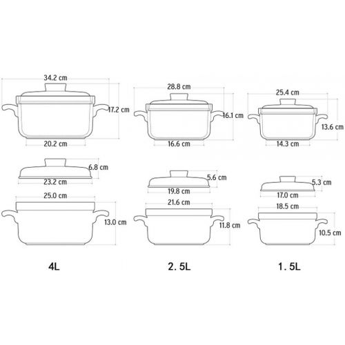  Unbekannt LINGZHIGAN Hochtemperatur-Keramik-Auflauf-Eintopf-Topf-Feuer Claypot-Brei-Topf-Eintopf-Topf mit Suppe-Kasserolle 1.5L (Farbe : A)