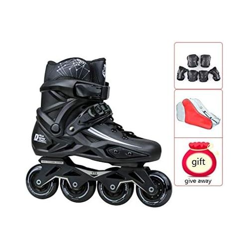  Unbekannt Liang Inline-Skates, Rollerskates fuer Erwachsene, einreihig fuer Profis, Manner und Frauen fuer Kinder, fuer Anfanger (Farbe : Schwarz, groesse : 39EU/7 US/6 UK/24.5cm JP)