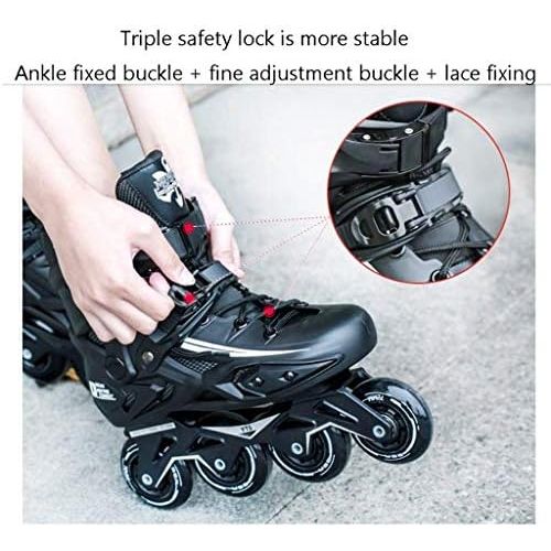  Unbekannt Liang Inline-Skates, Rollerskates fuer Erwachsene, einreihig fuer Profis, Manner und Frauen fuer Kinder, fuer Anfanger (Farbe : Schwarz, groesse : 39EU/7 US/6 UK/24.5cm JP)