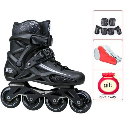  Unbekannt Liang Inline-Skates, Rollerskates fuer Erwachsene, einreihig fuer Profis, Manner und Frauen fuer Kinder, fuer Anfanger (Farbe : Schwarz, groesse : 39EU/7 US/6 UK/24.5cm JP)