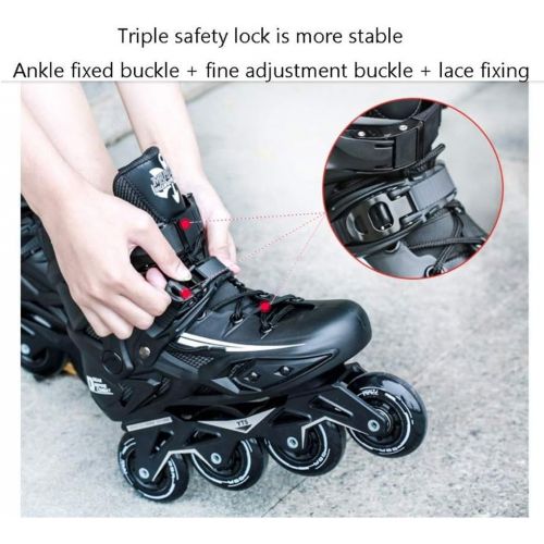  Unbekannt Liang Inline-Skates, Rollerskates fuer Erwachsene, einreihig fuer Profis, Manner und Frauen fuer Kinder, fuer Anfanger (Farbe : Schwarz, groesse : 39EU/7 US/6 UK/24.5cm JP)