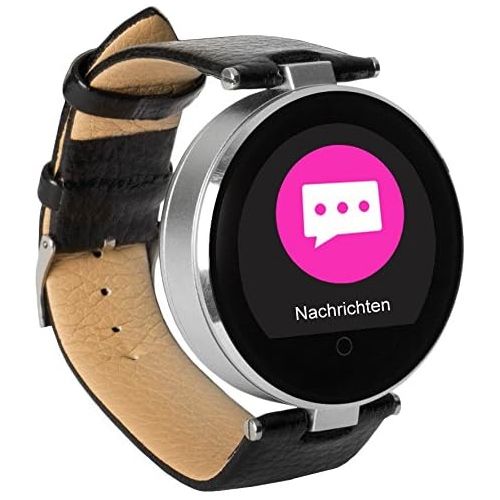  Unbekannt Enox RSW55 Smartwatch Bluetooth 4.0 SILBER Rund Design Handyuhr 1,22 IPS Display kompatibel mit iOS iPhone Android Schrittzahler G-Sensor