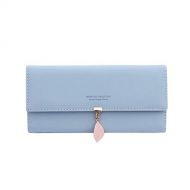 [아마존핫딜]Unbekannt Damen Brieftasche, grosses Lederfach, Lange Geldbeutel, Elegante Kartentasche, mehrschichtige Brieftasche, einfache Blaue Handtasche (Hellblau)