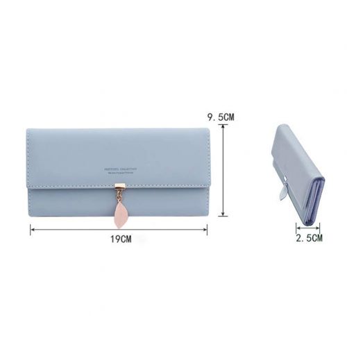  [아마존 핫딜]  [아마존핫딜]Unbekannt Damen Brieftasche, grosses Lederfach, Lange Geldbeutel, Elegante Kartentasche, mehrschichtige Brieftasche, einfache Blaue Handtasche (Hellblau)
