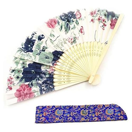  Unbekannt Soie a la Main Les Fans Superbe Painted Ventilateurs Pliable pour Femmes Filles en Bambou Cadre Avec Du Fil de Soie Couvrant Handheld Craft Style Chinois Fan Cadeau Avec Motif Fleu