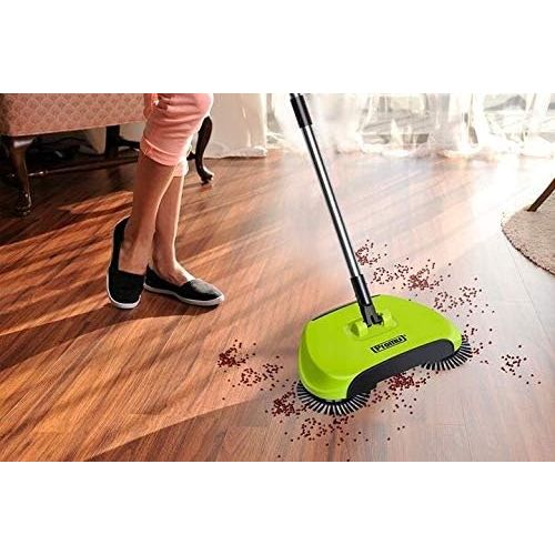  Prom 3 in 1 manueller Sweeper Kehrbesen ohne Strom Broom Handkehrmaschine Zwei Kehrbesen manuell Kehrwalze Kehrmaschine Besen (Gruen)