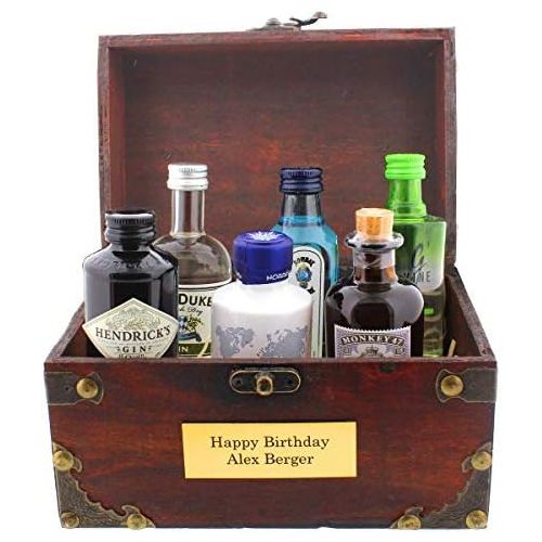  Brand: Unbekannt Die kultige Geschenkidee - 6 Flaschen Gin in witziger Piraten-Schatzkiste und mit Ihrer persoenlichen Gravur als Party-Geschenk
