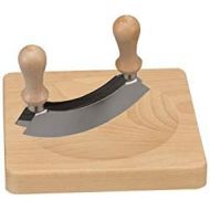 [아마존베스트]Unbekannt Herb Chopping Board with Mezzaluna Chopper, Beech Wood Board with Double Blade Mincing Knife 20x 20x 2.5cm (L x W x H)