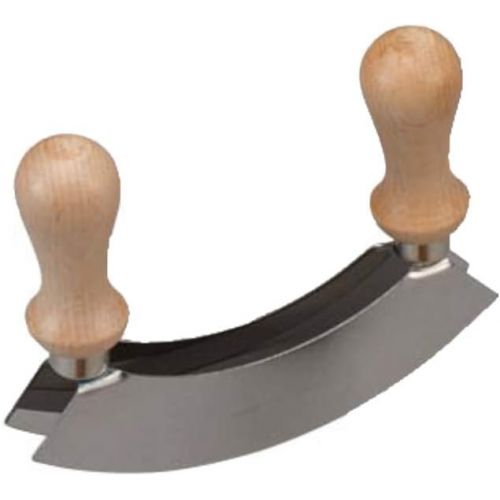  [아마존베스트]Unbekannt Herb Chopping Board with Mezzaluna Chopper, Beech Wood Board with Double Blade Mincing Knife 20x 20x 2.5cm (L x W x H)