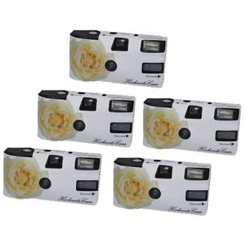  [아마존베스트]Unbekannt Wedding Camera White Rose Pack of 5 Disposable Cameras with Flash 27 Records 400 ASA