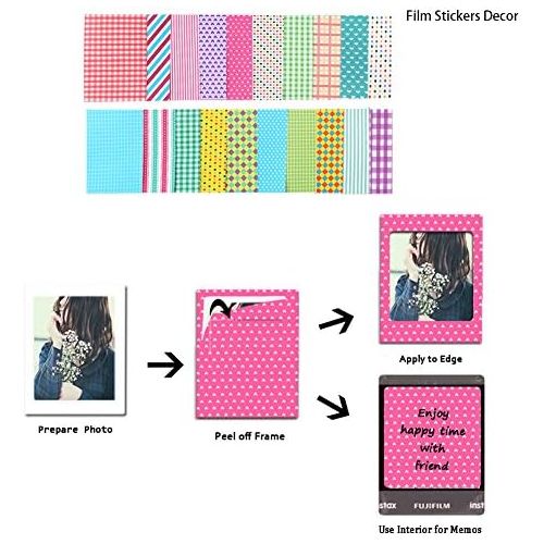  [아마존베스트]SAIKA Camera Accessories Bundle - Mini 9 Case, Photo Album, Selfie Lens, Filters, Wall Hanging Frame, Photo Frames, Frame Stickers & Shoulder Strap  for Fujifilm Instax Mini 9 / 8
