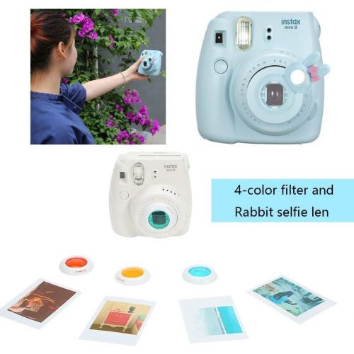  [아마존베스트]SAIKA Katia Camera Accessories Kit Compatible with Fujifilm Polaroid Instax Mini 9/8/8 + Instant Camera Includes Bag/Photo Album/Selfie Lens/Filters/Film Frame/Stickers and More - White
