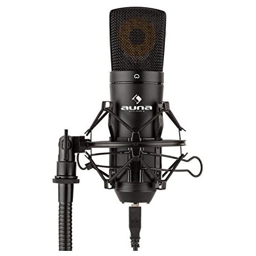  [아마존베스트]Unbekannt auna MIC-920B V4 - USB-Mikrofon-Set, Kondensatormikrofon, Plug & Play, USB, Klinken-Kopfhoererausgang, Mikrofonspinne und Pop-Schutz, Mikrofonstander/Mikrofonarm, positionsstabil, s