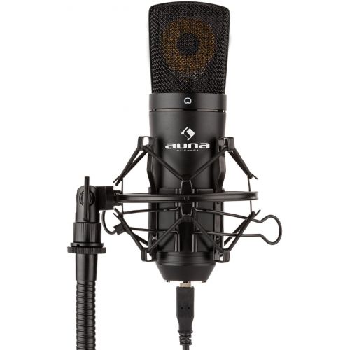  [아마존베스트]Unbekannt auna MIC-920B V4 - USB-Mikrofon-Set, Kondensatormikrofon, Plug & Play, USB, Klinken-Kopfhoererausgang, Mikrofonspinne und Pop-Schutz, Mikrofonstander/Mikrofonarm, positionsstabil, s