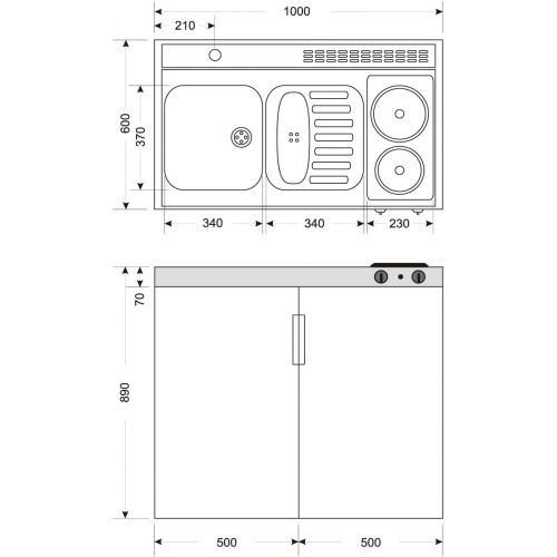  [아마존베스트]Unbekannt Limatec 2000630Mini Kitchen Kitchen Line MKM 100Electric Right