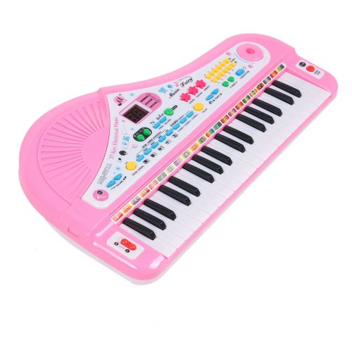  Unbrand 37 Key Electronic Keyboard Digital Display Piano Musical Toy with Mic for Children - Color Random