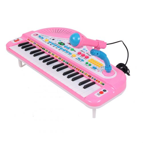  Unbrand 37 Key Electronic Keyboard Digital Display Piano Musical Toy with Mic for Children - Color Random