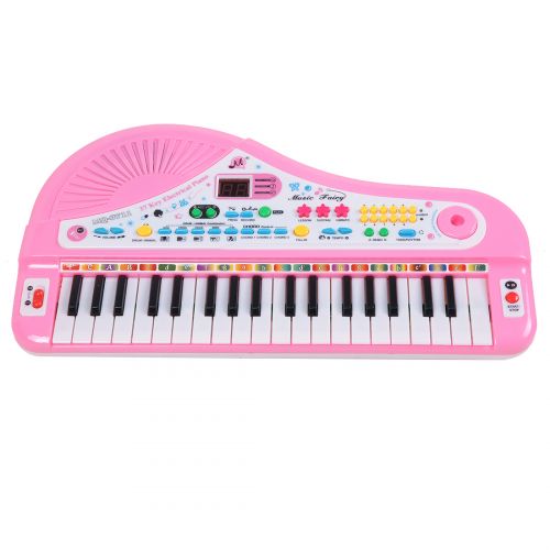  Unbrand 37 Key Electronic Keyboard Digital Display Piano Musical Toy with Mic for Children - Color Random