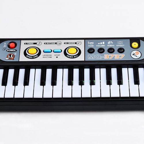  Unbrand 37 Key Small Electronic Keyboard Piano Musical Toy Mic Records for Children 3737 - Black