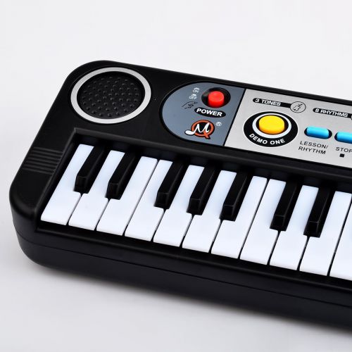  Unbrand 37 Key Small Electronic Keyboard Piano Musical Toy Mic Records for Children 3737 - Black