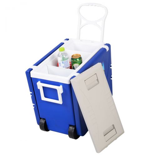  Unbrand unbrand Multi Function Rolling Cooler Picnic Camping Outdoor w/Table & 2 Chairs Blue