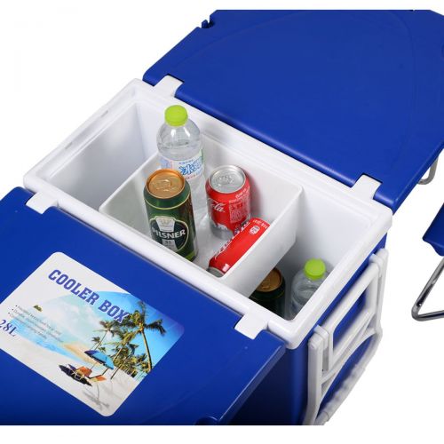  Unbrand unbrand Multi Function Rolling Cooler Picnic Camping Outdoor w/Table & 2 Chairs Blue