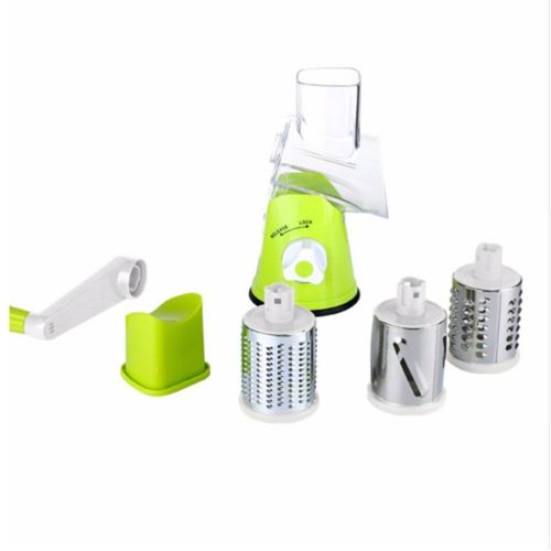  Unbrand Multifunctional Fruit and Vegetable Chopper Slicer Shredder Hand Rotary Shredder Grater Drum Stainless Steel Shredder Kitchen Tool (Green)