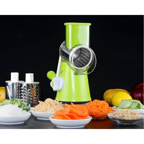  Unbrand Multifunctional Fruit and Vegetable Chopper Slicer Shredder Hand Rotary Shredder Grater Drum Stainless Steel Shredder Kitchen Tool (Green)