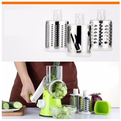  Unbrand Multifunctional Fruit and Vegetable Chopper Slicer Shredder Hand Rotary Shredder Grater Drum Stainless Steel Shredder Kitchen Tool (Green)