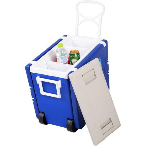  unbrand Multi Function Rolling Cooler Picnic Camping Outdoor w/Table & 2 Chairs Blue